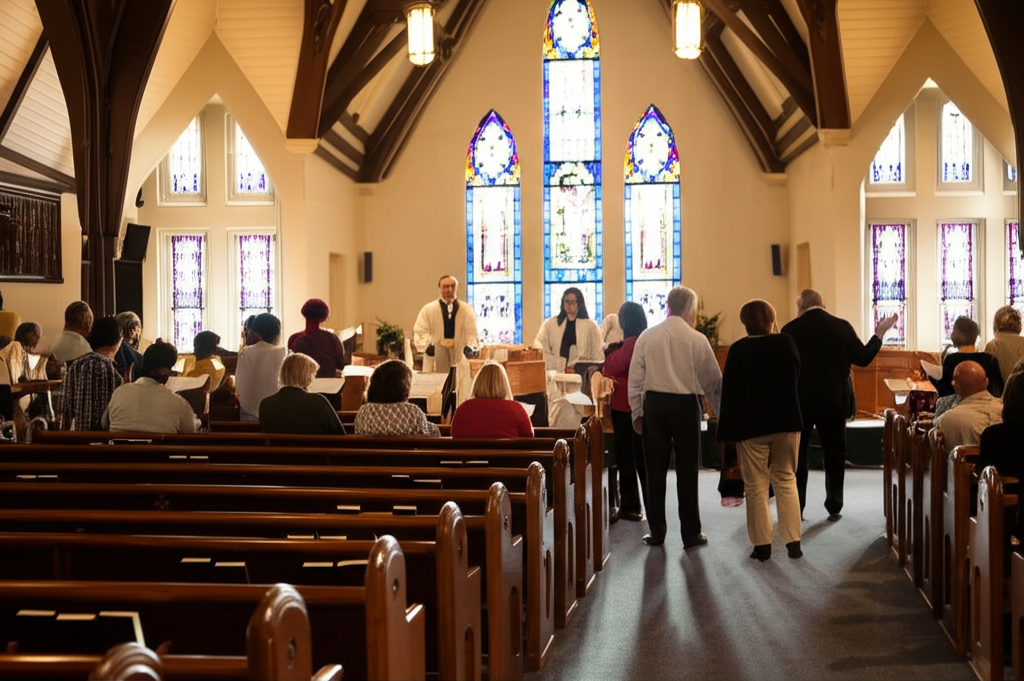 Diverse congregation in worship at Desire For All Nations church